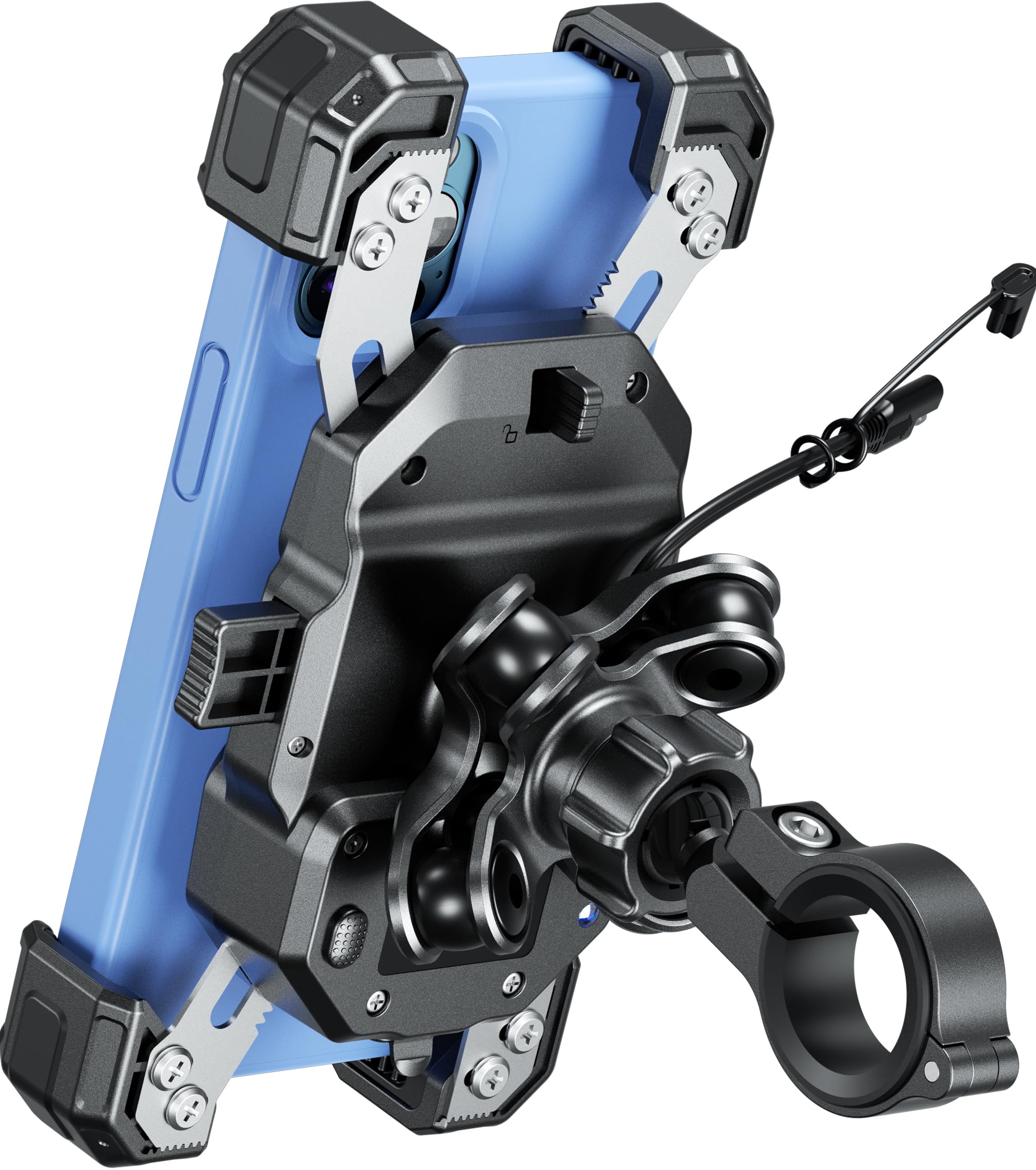 Kaedear(カエディア) バイク スマホホルダー QI ワイヤレス充電 防水 USB電源 携帯ホルダー バイク用 充電器 原付 オートバイ スクーター クイックホールドⅡ QI USB KDR-M11APJ (QI&USB/振動吸収)