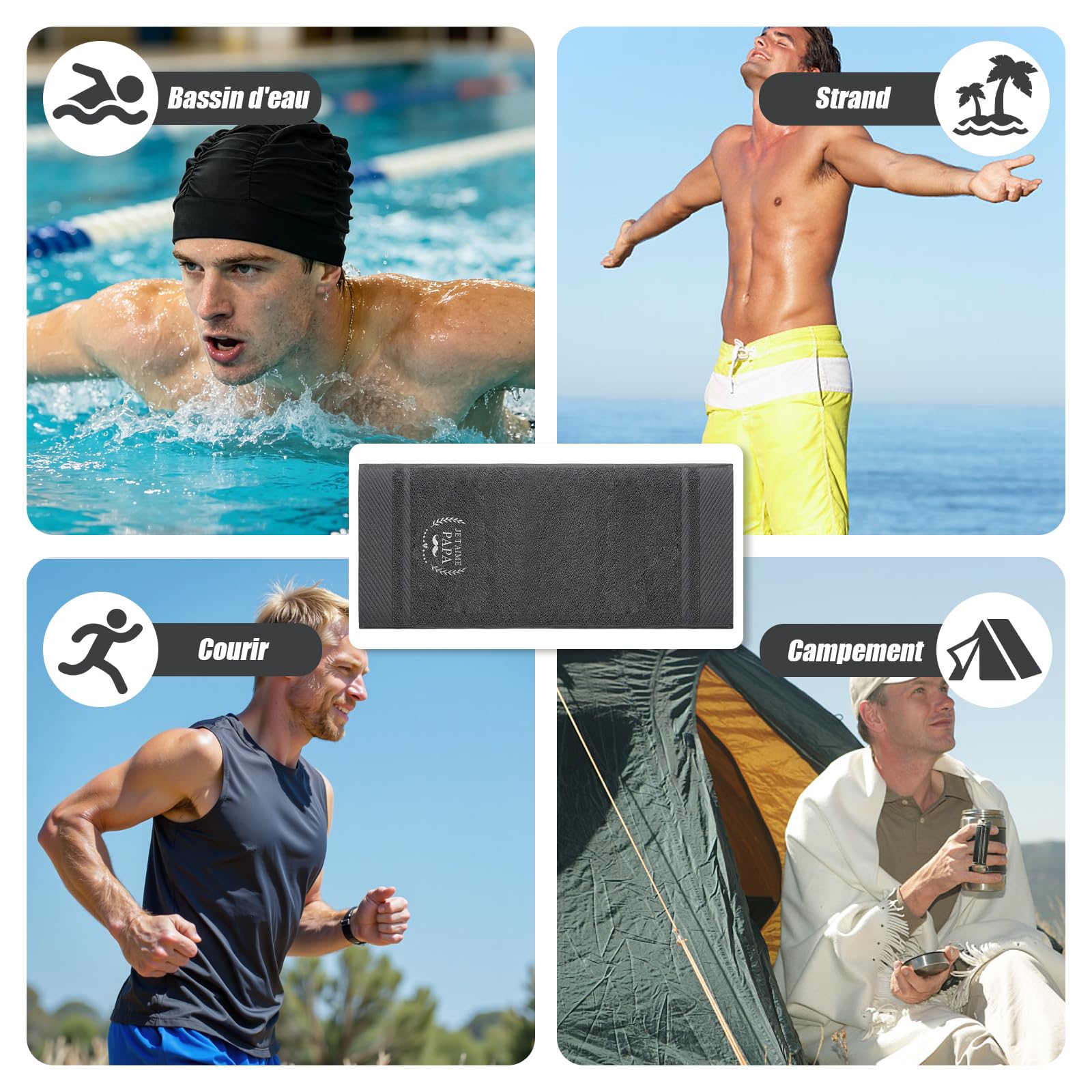 Serviette Brodée Cadeau Papa Anniversaire Sport Homme Coffret Élégant Fête des Pères Doux Salle de Bain
