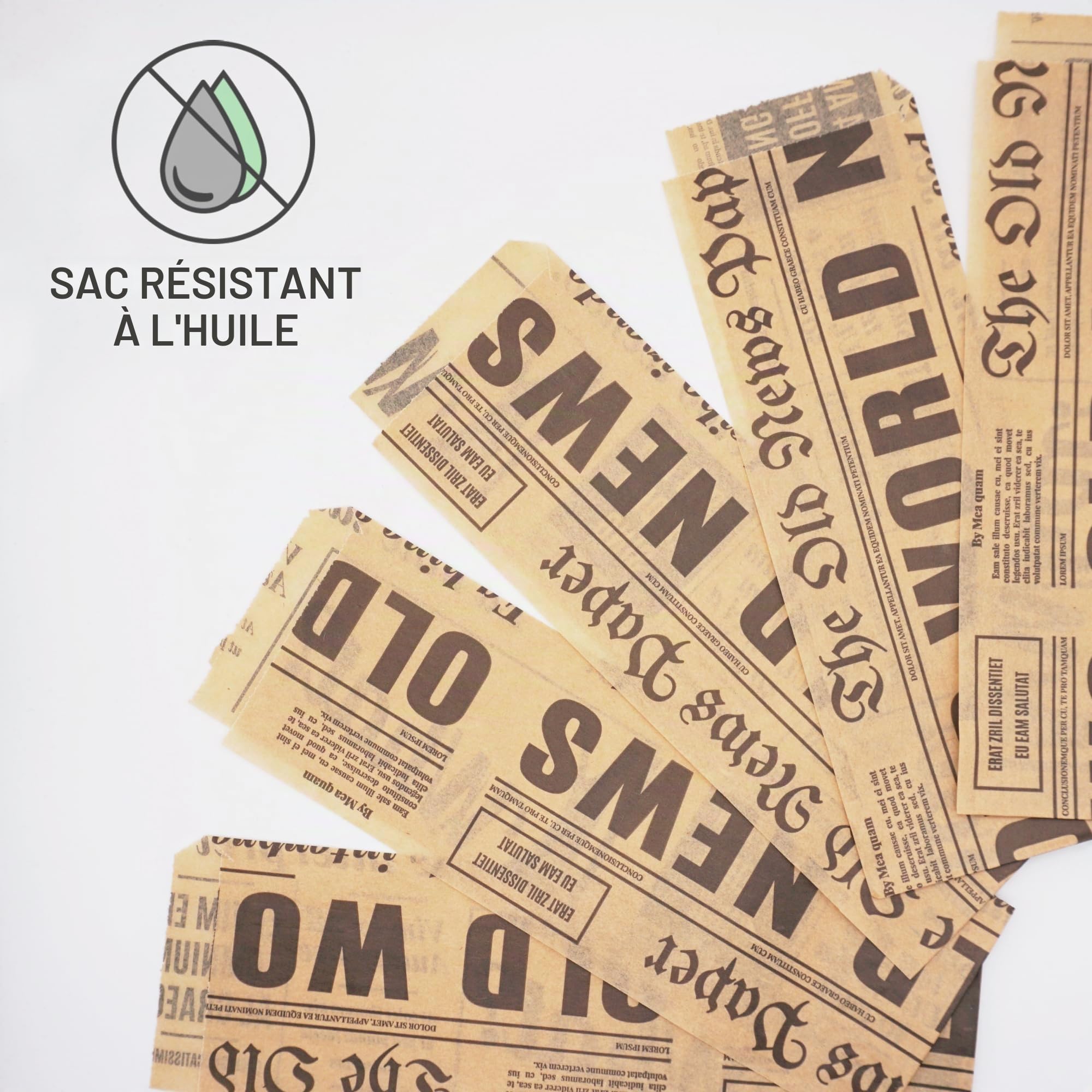 SKIR'CO Lot de 500 sacs en papier pour emballage alimentaire 7 x 21 cm, sacs résistants à la graisse pour hot-dog