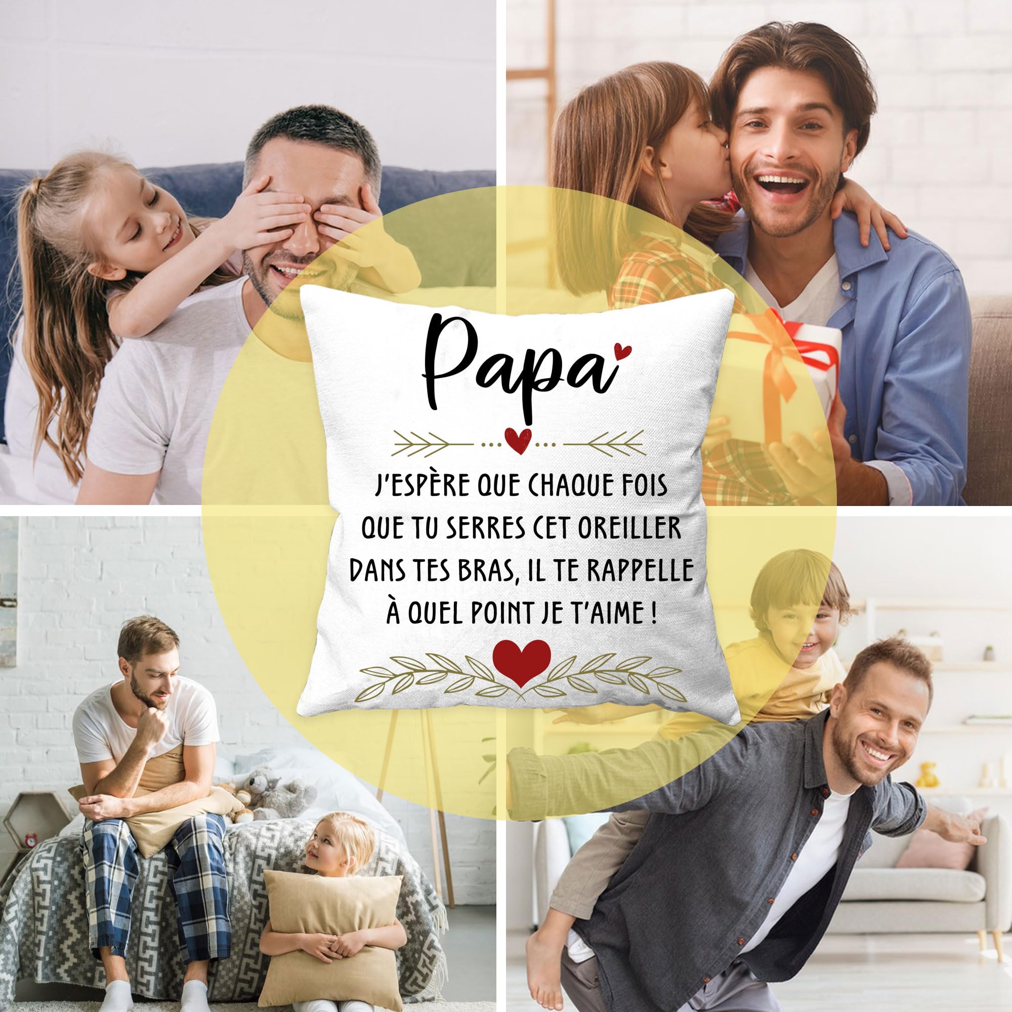 Housse coussin pour papa Cadeau fête des pères Anniversaire Noël