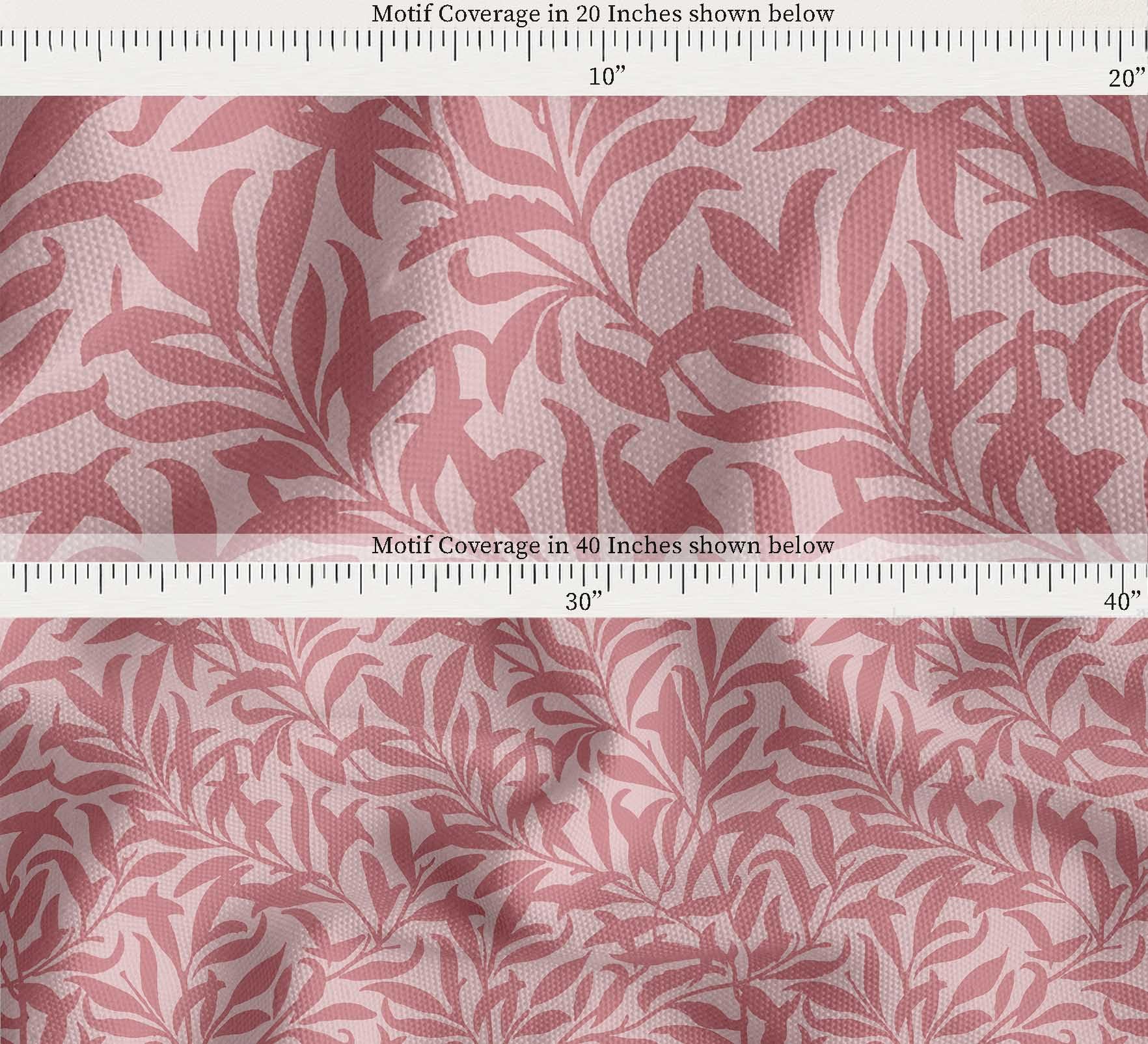 Soimoi Toile de coton imprimée | Motif feuilles - Rose | 142 cm de large | Vendu au mètre | Tissu d'ameublement et de loisirs créatifs très résistant