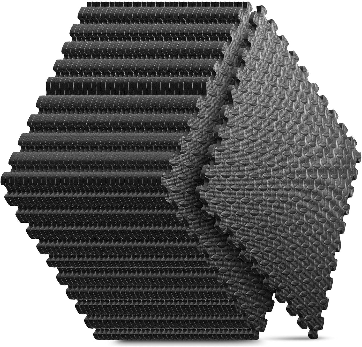 Home Gym Mat, Puzzle Exercise Mat, EVA Interlocking Foam Floor Tiles for Home Workout Equipment and Kids’ Play Areas – Blue, 24 in x 24 in x ½ in – (Black, 36 Pack (144 SQ FT))