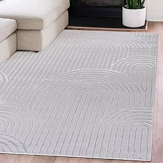 Mazovia Moderner Kurzflor Teppich mit geometrischem Wellenmuster und feinem 3D-Effekt - stilvolles Design für minimalistische Wohnräume - Teppich für Wohnzimmer Grau 80 x 150 cm