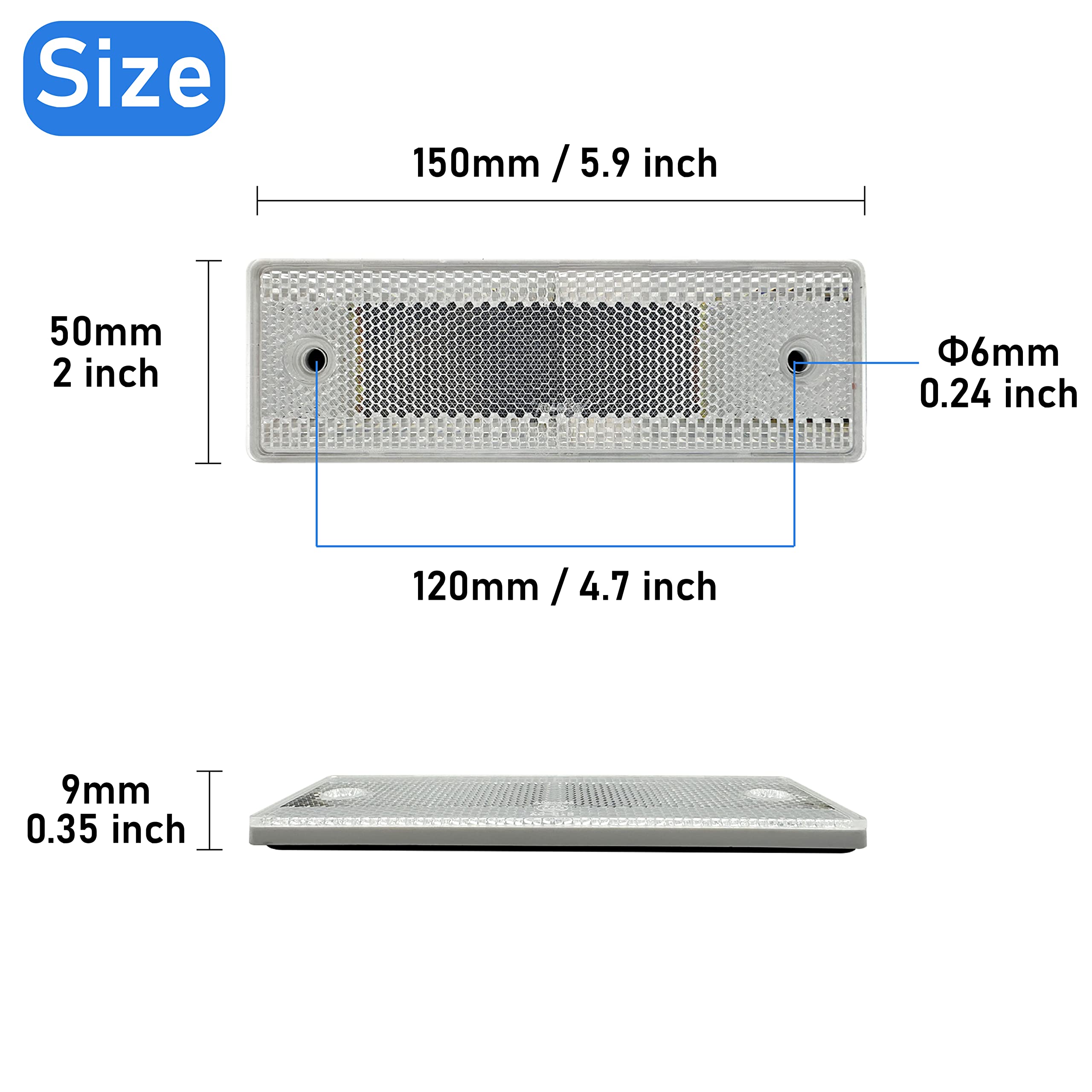 Réflecteur autocollant ovale 150 x 50 mm Sécurité étanche à coller pour allée boîte aux lettres arbres