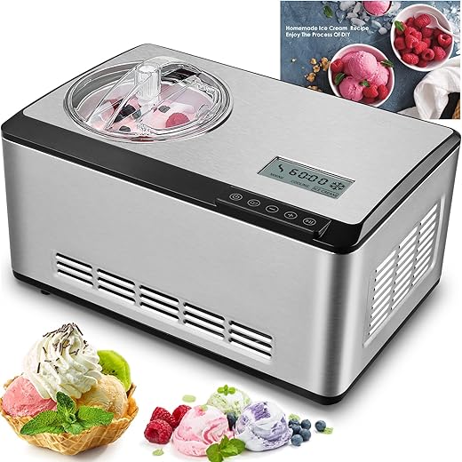 Macchina per Gelato 2L, Gelatiera con Compressore, Gelatiera Autorefrigerante, Gelatiera Elettrica con...