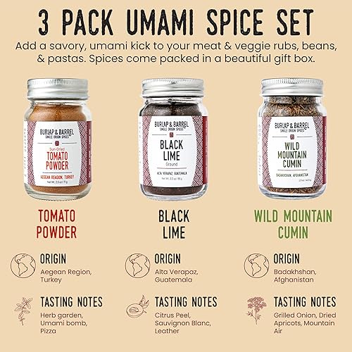 Miniatura 2 de Burlap & Barrel Juego de especias de origen único para tacos  Como se ve en Shark Tank! Comino de montaña salvaje, tomate secado al sol, lima negra
