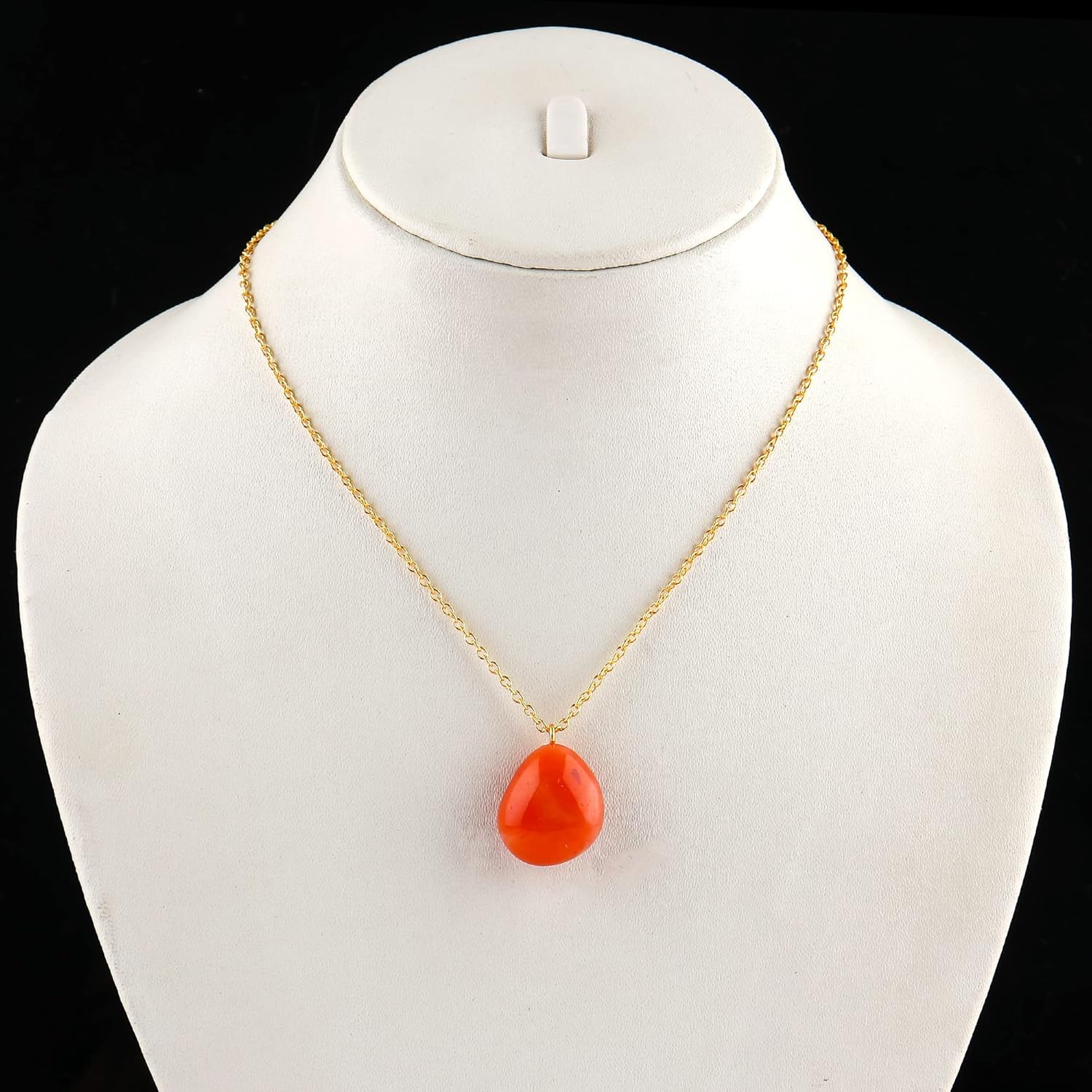 TGH Handmade Carnelian Tumble Crystal Pendant Necklace – Genuine Carnelian – Vitality & Creativity – Gold Plated Brass – Boho Elegant – Dainty Pendant on 18 Inch Chain - Image 2