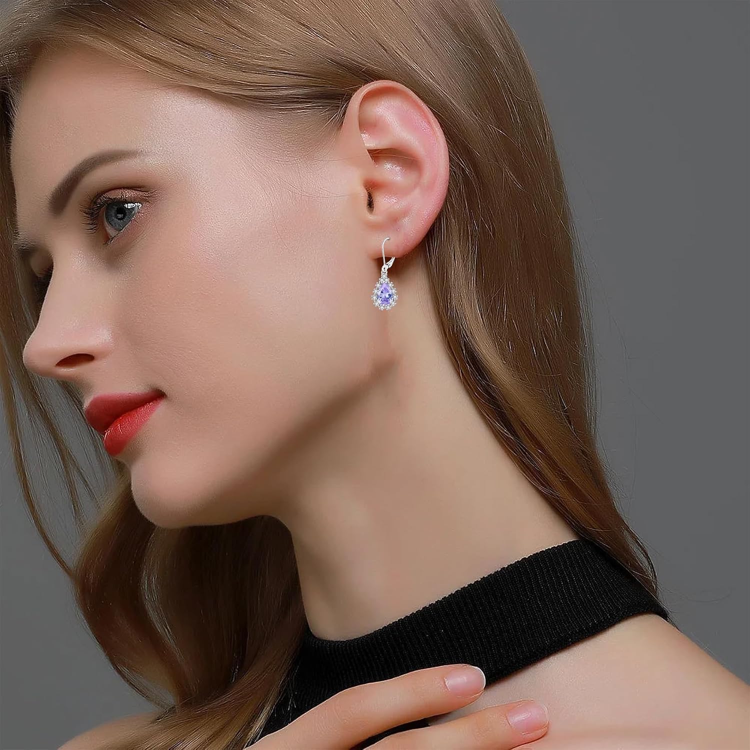 Teardrop Dangle Drop Earrings Leverback Earrings 925 Sterling Silver Cubic Zirconia Earrings Christmas Gift for Women Her Wife Mother