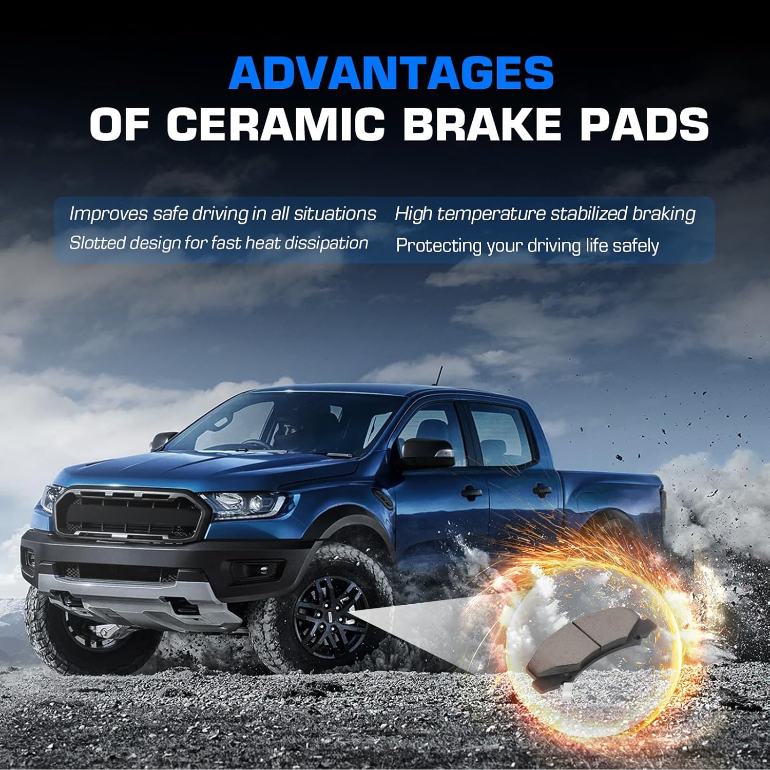 ILONPA Front Ceramic Disc Brake Pads Set for Chevy Impala 2006-2013, Impala Limited 2014-2016, for Cadillac DTS, for Buick Lucerne 2006-2011, LaCrosse, Allure 2008-2009 4PCS(With Hardware)