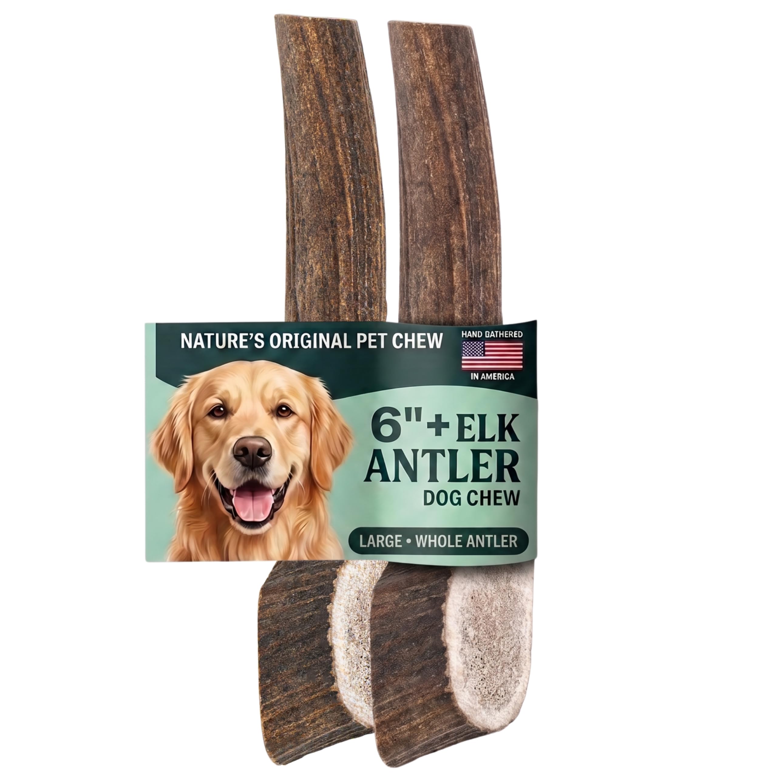 Mountain Valley Elk Antlers for Dogs Chew Whole Dog Antler,2Pack, L