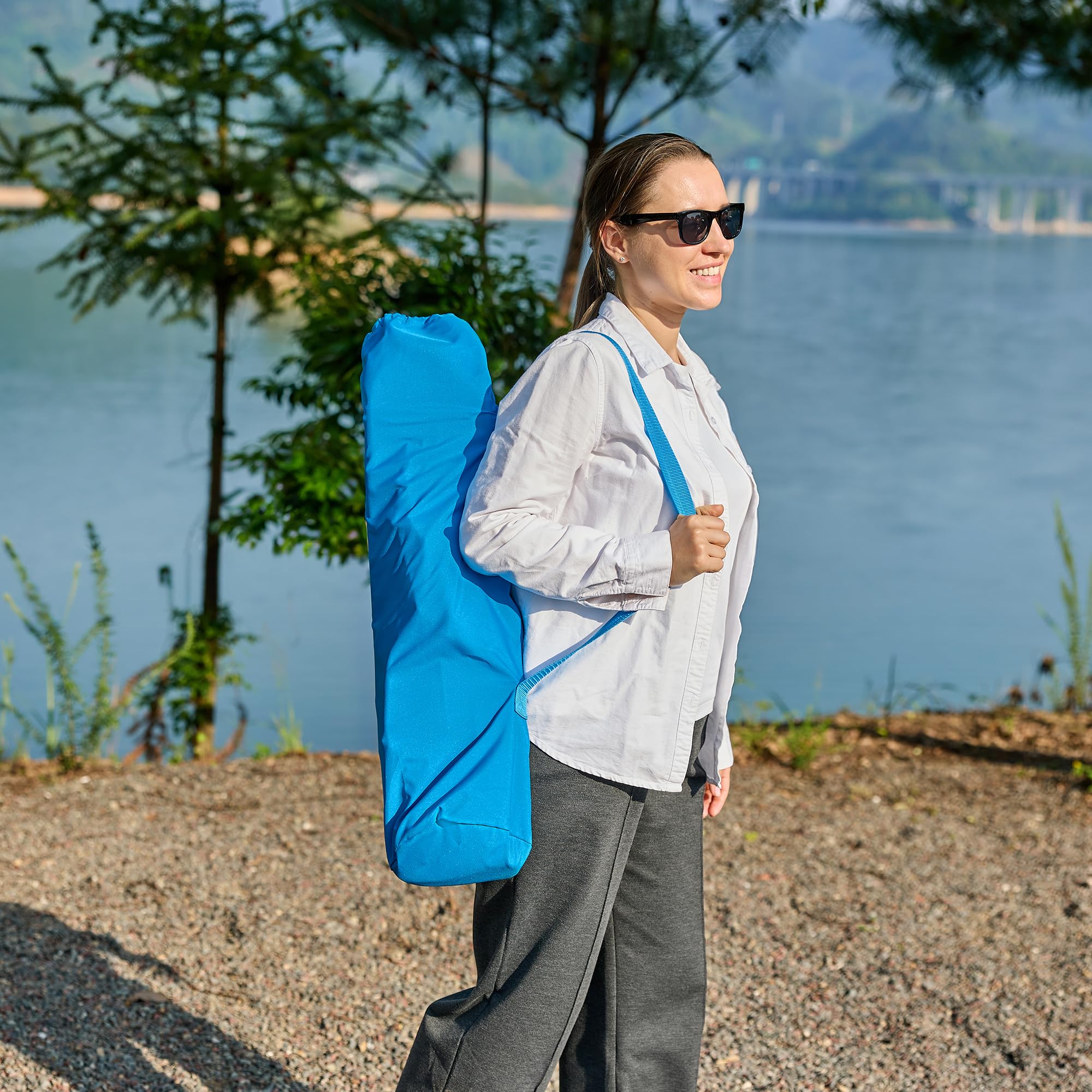 TIMBER RIDGE Silla de Playa Plegable Respaldo Alto Silla de Camping Portátil de Malla Ligera con Bolsa de Transporte