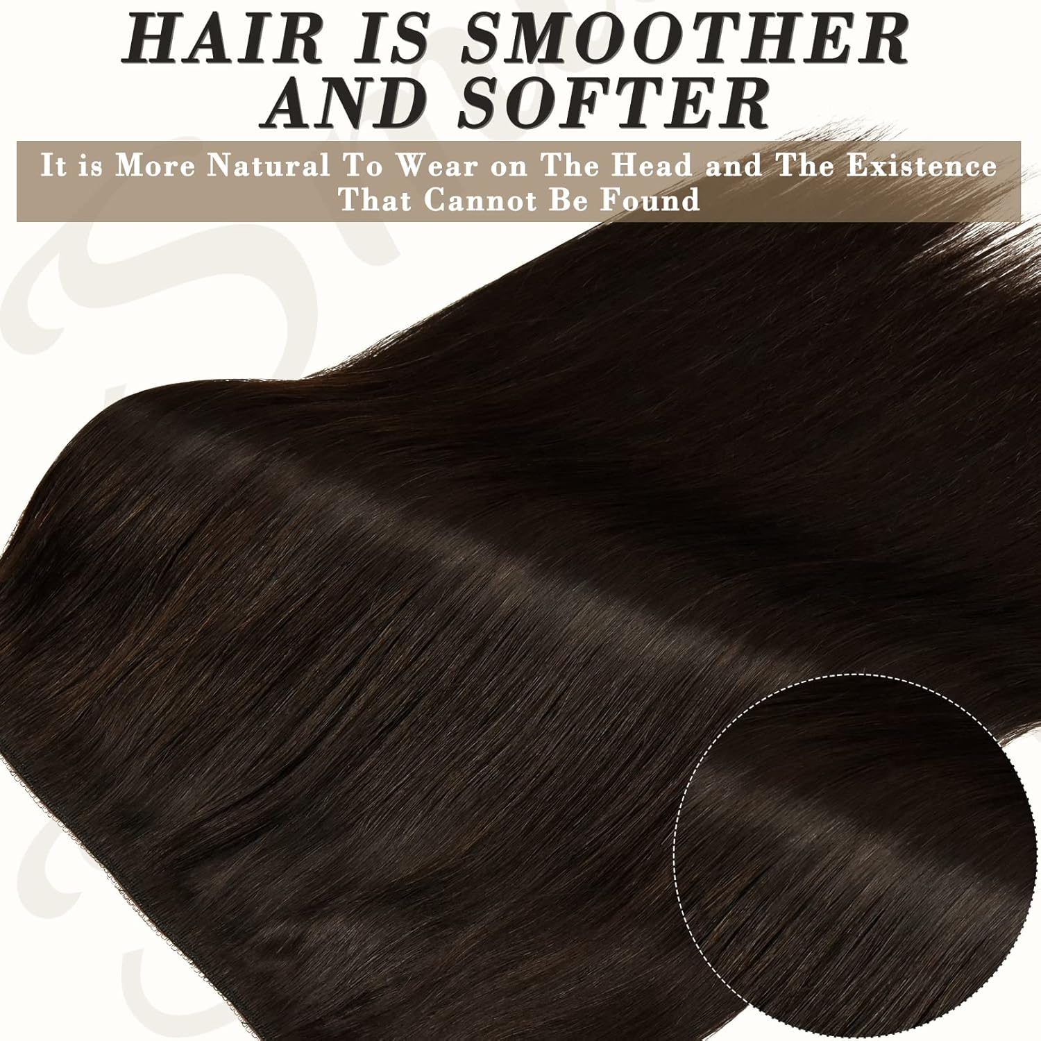 Invisible Wire Hair Extensions Human Hair 16 Inch 90g Hair Extensions Natural Straight Wire Hair Extensions with Transparent Fish Line Invisible Hairpiece(1B#Natural Black)