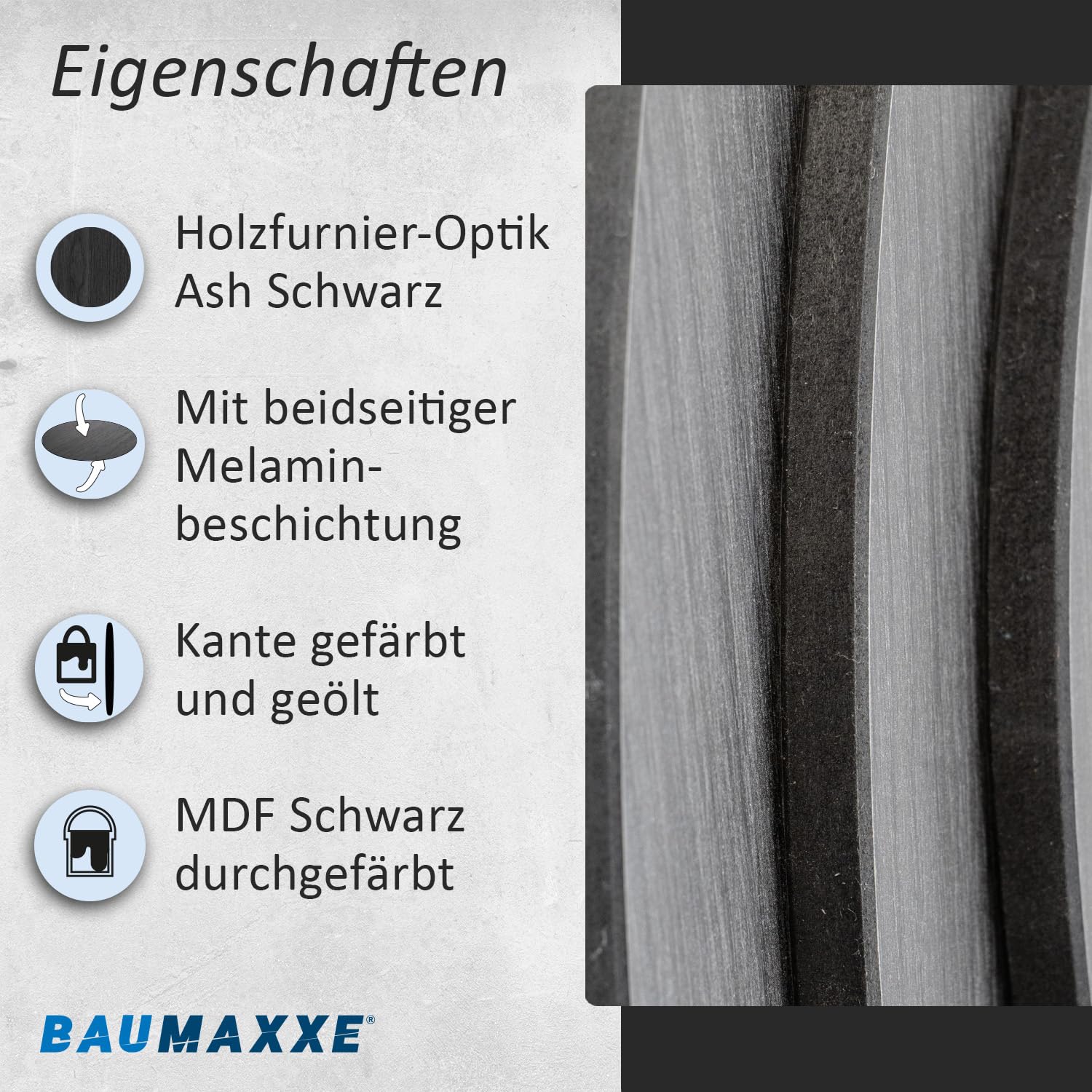 Tischplatte Rund 60 cm Holz I Stärke: 10 mm I schwarz Ash I MDF Platte Rund mit Melaminbeschichtung beidseitig I DIY-Projekte I bm335