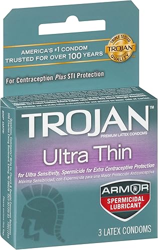 Miniatura 3 de Trojan Condón Sensibilidad Espermicida Ultra Delgado, 3 unidades