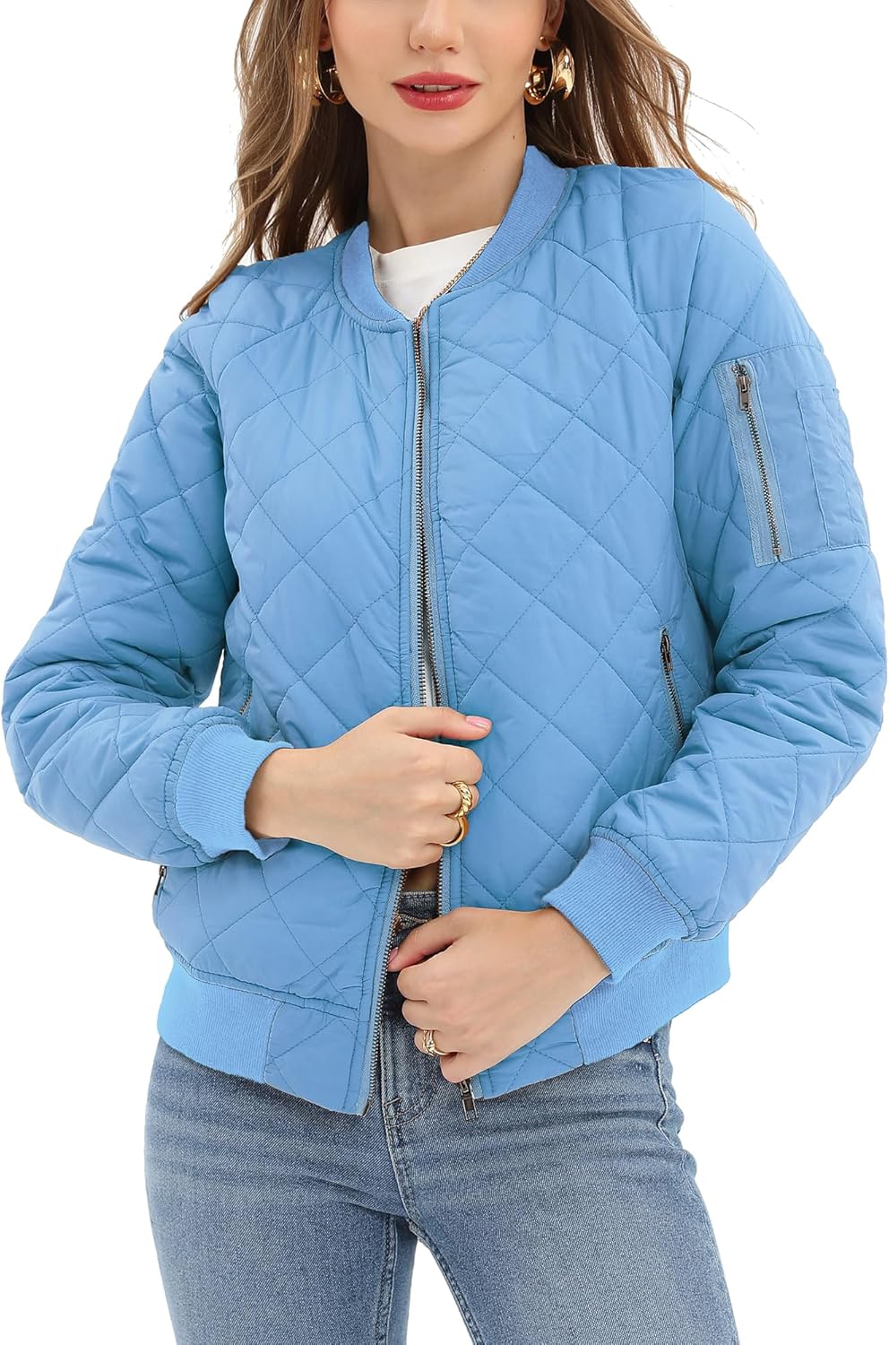 Argstar Women's Quilted Bomber Jakcet with 5 Pockets (XS-XXL)