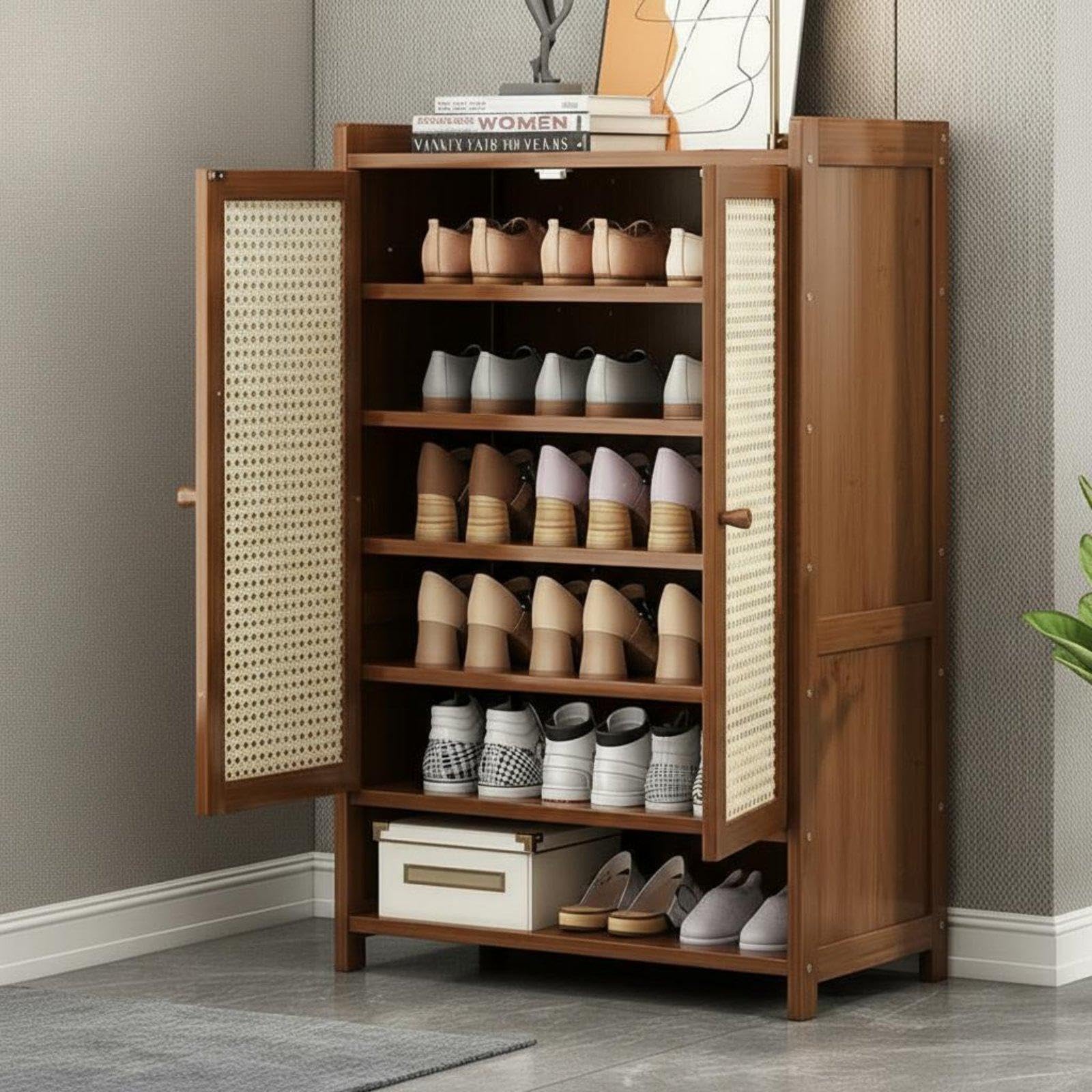 Multi-Layer Footwear Storage Unit Space Saving Design Multi-Tier Shoe Storage Cabinet Adjustable Shelves Household Furniture for Hallway, Corridor 2-Door 7-Layer-image-13
