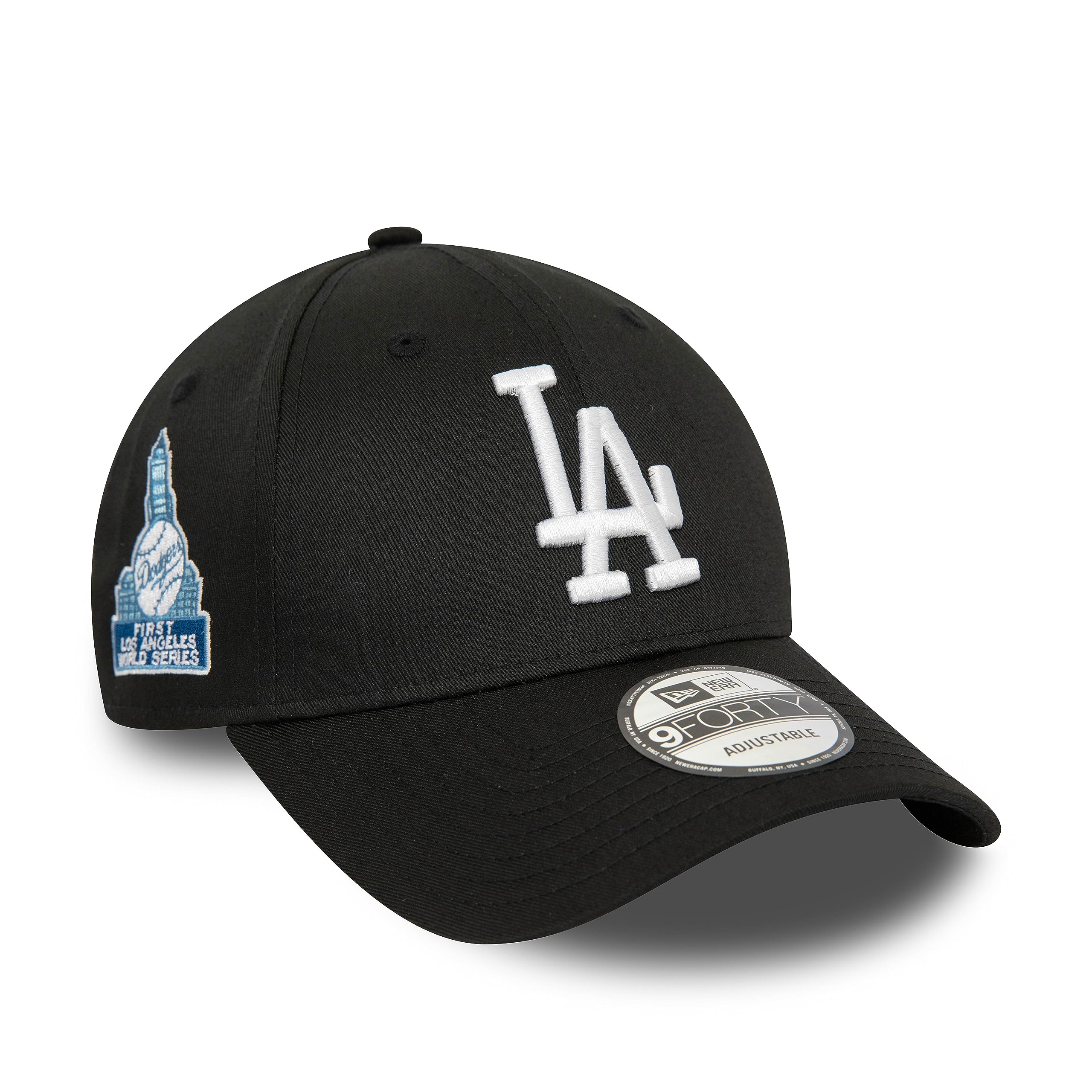 New Era Men's 940-Dodgers-Black#32035 Los Angeles Dodgers Mlb 1St World Series Sidepatch Black 9Forty Adjustable Cap - One-Size