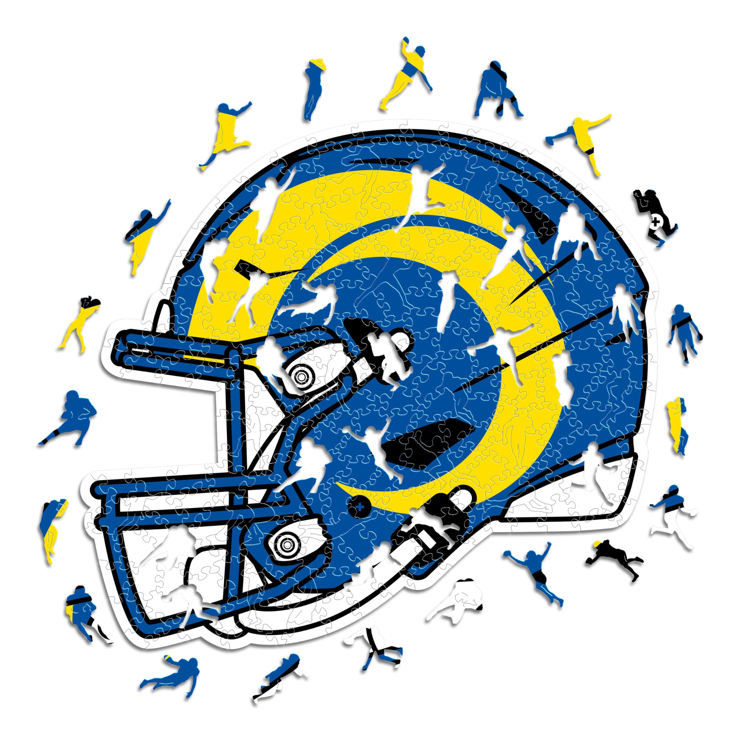 Iconic Puzzles, Los Angeles Rams Helmet, Wooden Puzzle officially licensed NFL, 100% sustainable