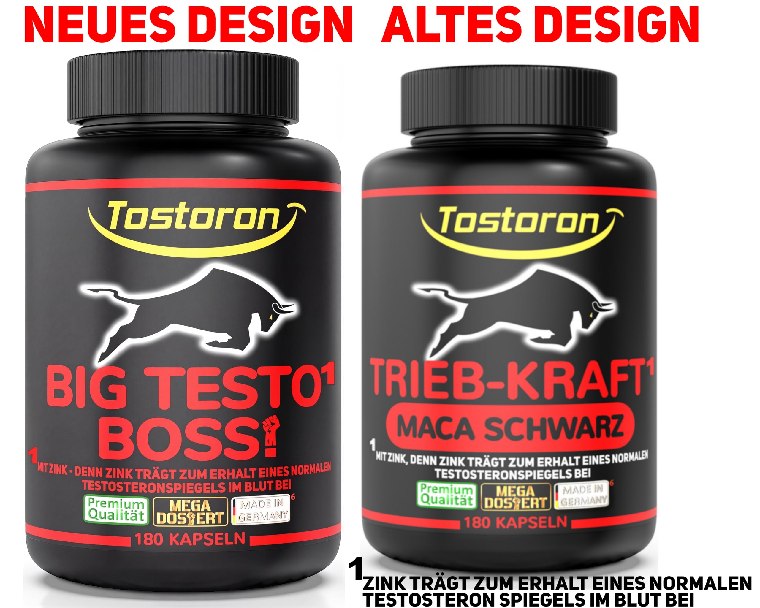 TOP TESTO¹ BOSS! MACA SCHWARZ HOCHDOSIERT ¹Zink trägt zum Erhalt eines normalen Testosteronspiegels bei - 180 Kapseln + L-Arginin L-Citrullin Ginseng Cordyceps Pinienrinden Extrakt - 1 Dose = 1x153,7g