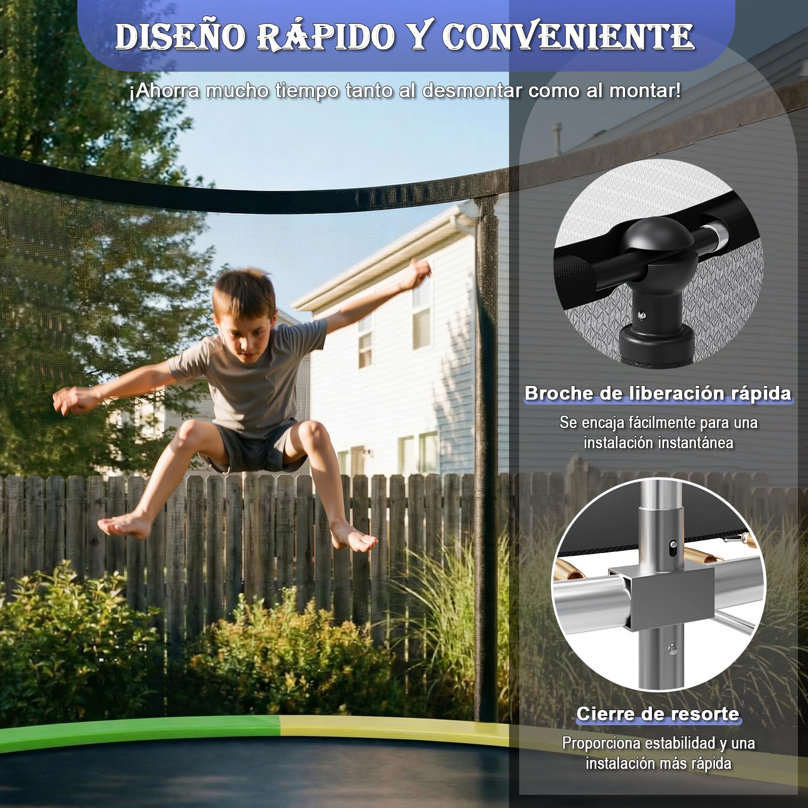 Trampolín para Exteriores Ø 183/228/290/360 cm Kit Completo con Red de Seguridad, Escalera y Funda Protectora