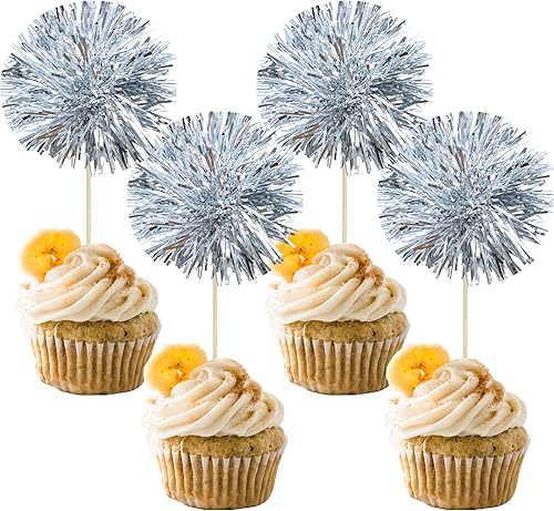 Miniatura 21 de Gyufise 30 Piezas Decoraciones de Papel de Aluminio para Magdalenas de Fuegos Artificiales Decoraciones de Pastel de Feliz Cumpleaños Agitadores de