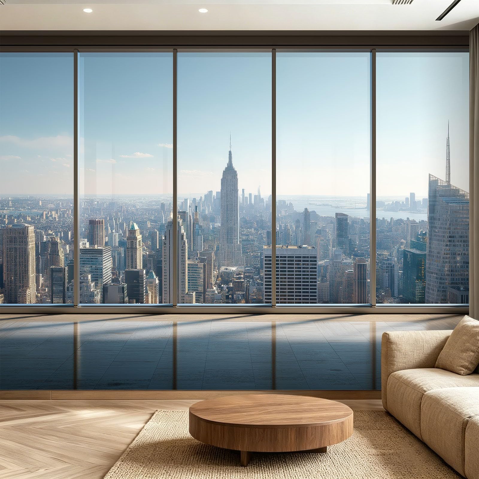 3D Fototapete Skylines Wolkenkratzer 350 x 256 cm (B x H) Vlies Tapete, Stadtfotografie Wohnzimmer Vliestapete XXL Wandtapete Fototapeten Bildtapete Wand Dekoration