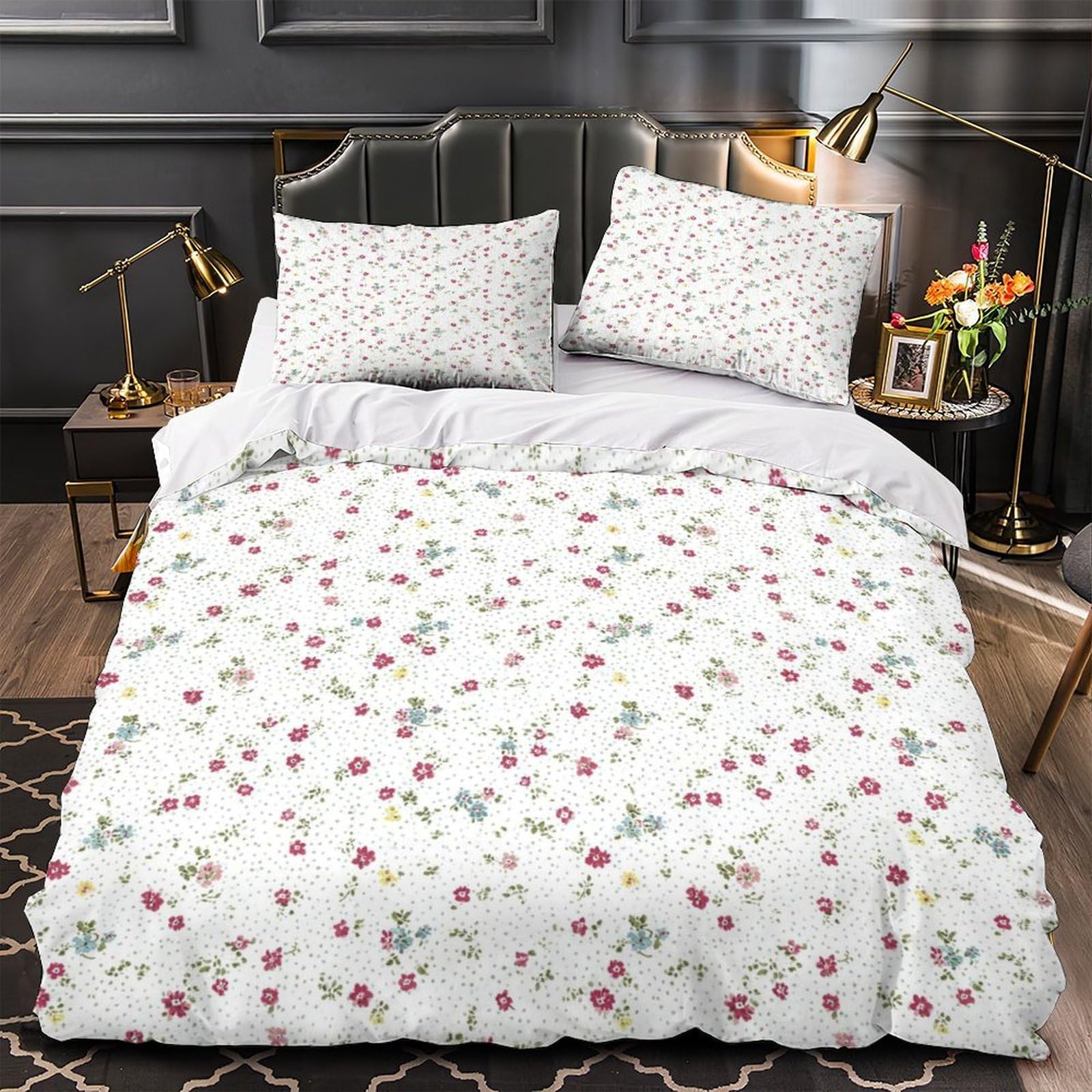 Parure de lit floral 3D respirante pour une chambre cosy et romantique de couple