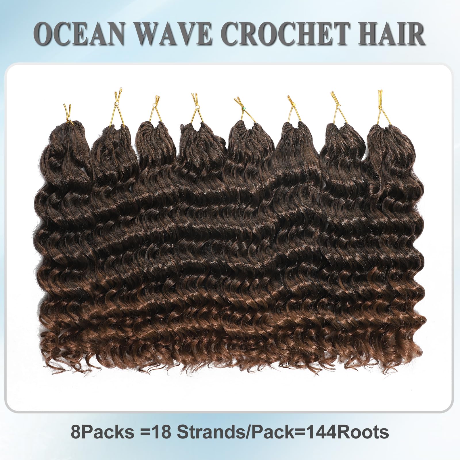 AMLUCKS Ocean Wave Crochet Hair 8 Packs Pre Looped Short GoGo Curl Crochet Hair Ombre Curly Deep Wavy Twist Braids Synthetic Braiding Hair Extensions for Women (T30# - Image 3