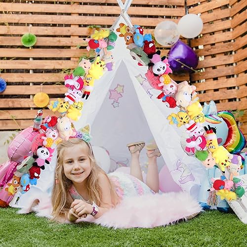 Miniatura 5 de Cadena de almacenamiento colgante de algodón de 80 pulgadas para almacenamiento de animales de peluche con 20 clips de metal, cadena para pared o