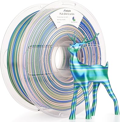 21 – AMOLEN Silk PLA 3D Printer Filament, Shiny Multicolor Rainbow PLA Filament 1.75mm, Fast Color Change PLA 3D Printing Filament for Most FDM 3…
