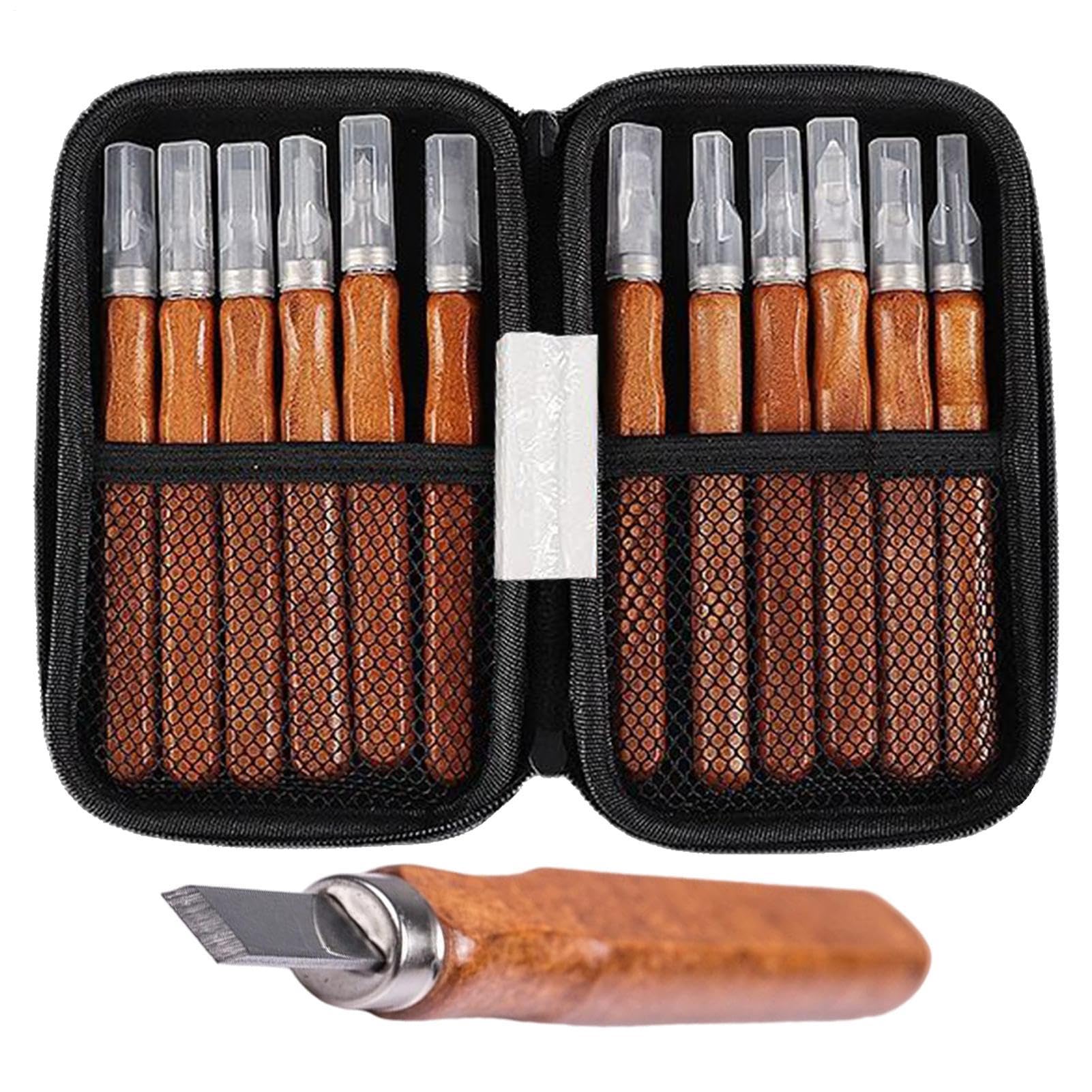 Kit de sculpture sur bois 12 pièces : gouges en acier au carbone pour débutants