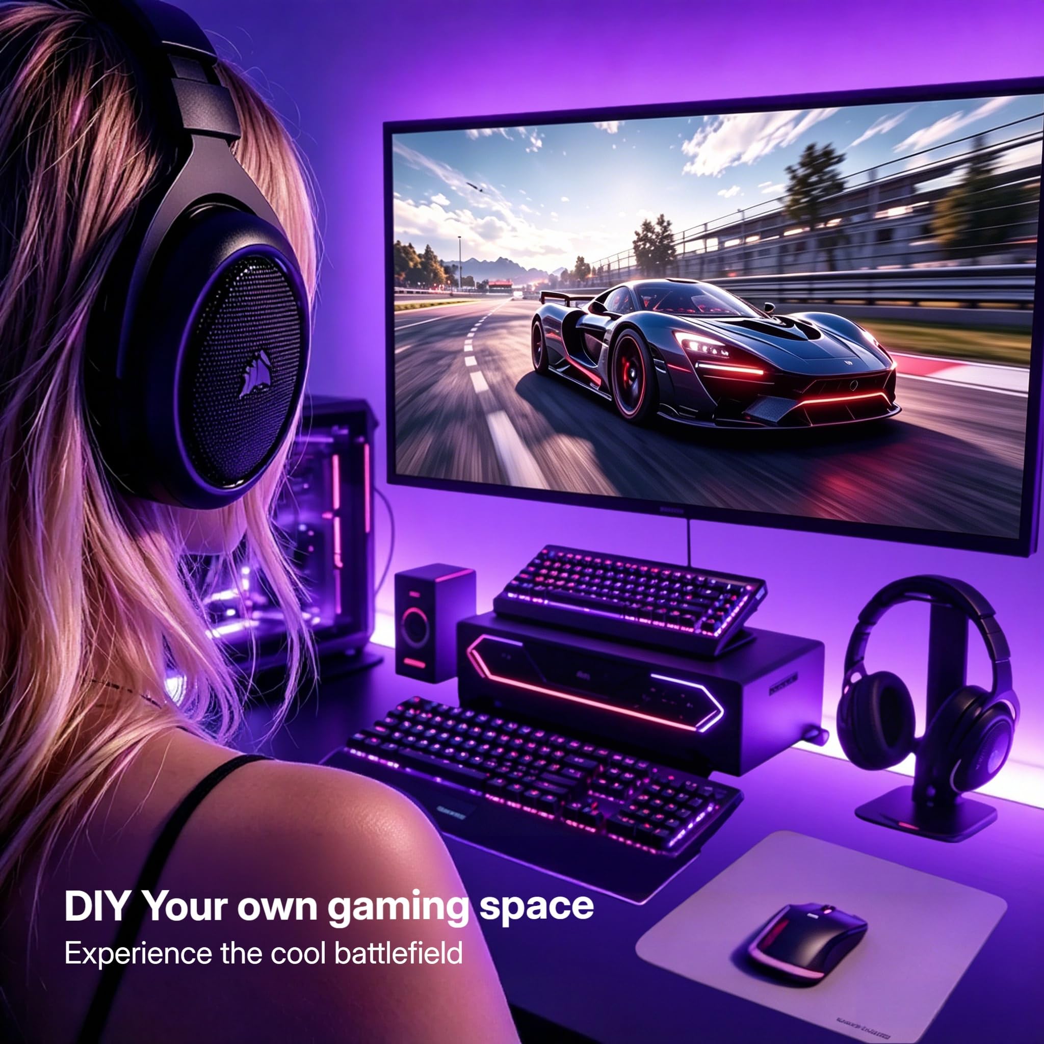 Luci a LED per TV, retroilluminazione RGB TV, luci LED da 5 m per TV da 45 a 75 pollici, sincronizzazione musica Bluetooth APP e telecomando USB alimentate striscia luci per camera da letto