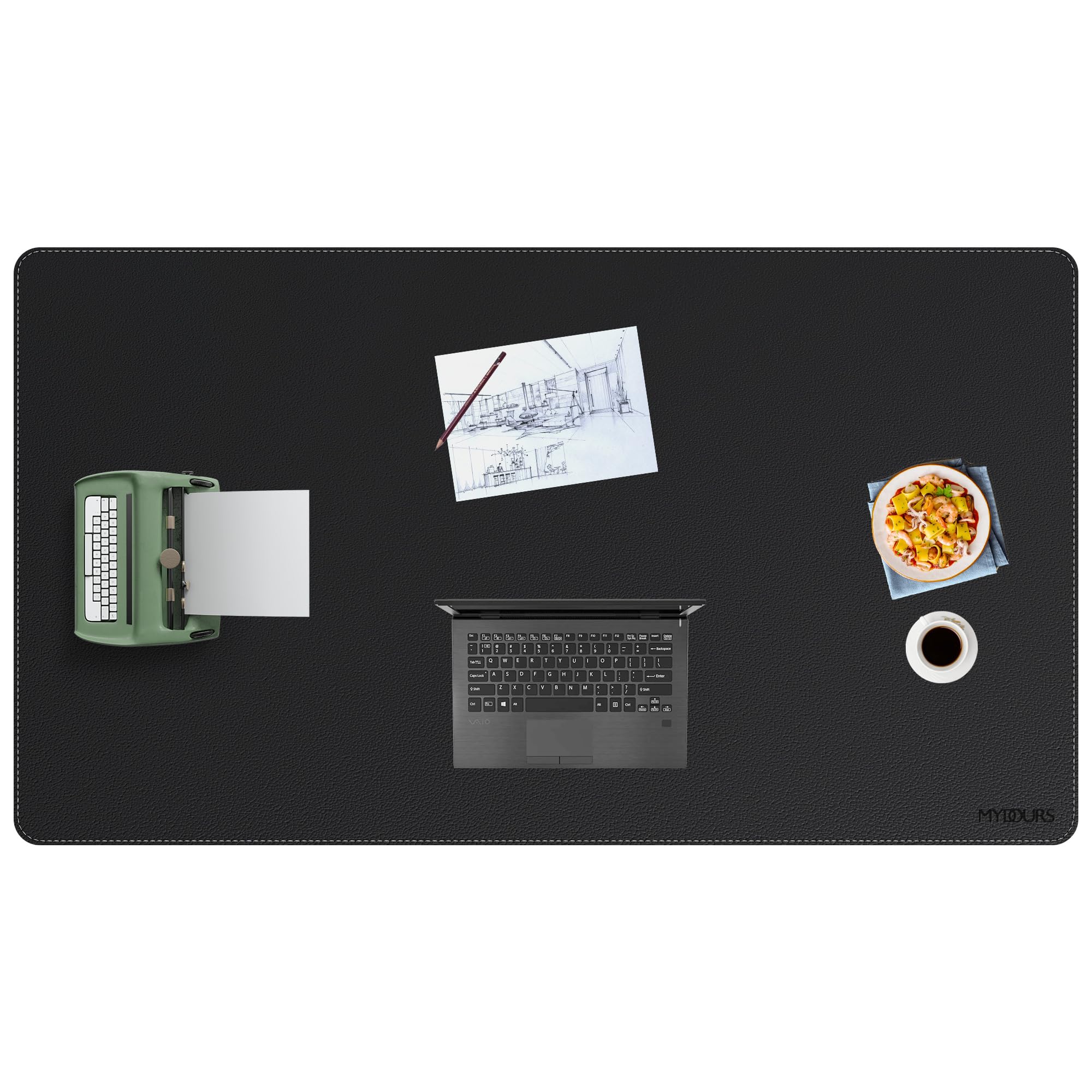 Mydours Giant 63" x 36" Desk Pad, PU Leather Surface for Extra Large Coverage, Professional Office Mat, Large Mouse Pad for Desk for Writing, Workspace, Home and Office (Black) โ image 1