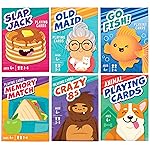 LotFancy Card Games for Kids, 6 Decks, Go Fish, Old Maid, Crazy Eights, Memory Match, Slap Jack, Animal Playing Cards, Easter Basket Stuffers, Stocking Stuffers, Birthday Gifts