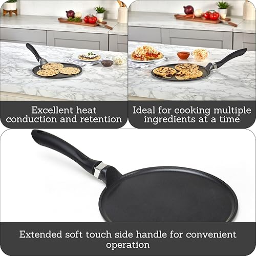 Miniatura 2 de IMUSA Comalplancha antiadherente de 12 pulgadas con mango suave al tacto color negro