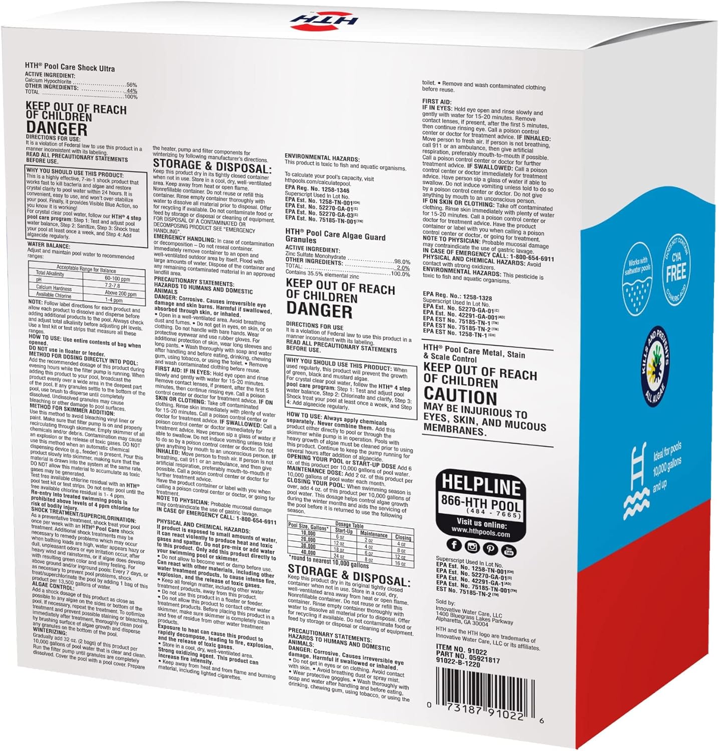 HTH 91022 Swimming Pool Care Kit, Opening and Closing Swimming Pool Supplies, 4 lbs