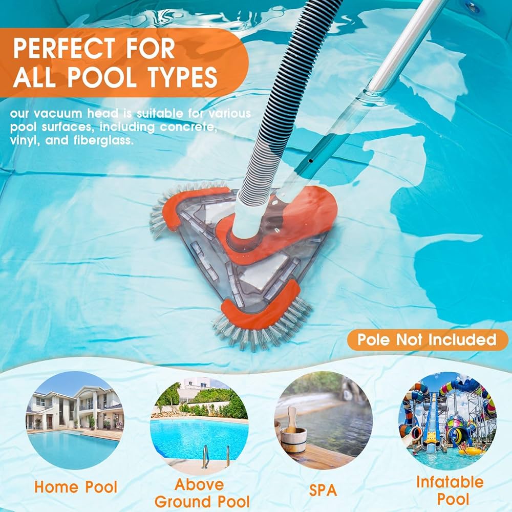 TidyMister Testa Aspirante Per Piscina - Spazzola Angolare, Ponderata, Sicura Per Vinile