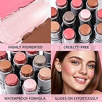 Vista 8 de KIMUSE Cream Contour Stick Duo, Cream Blush Stick, Bronzer Shaping Stick, Creamy, Highly Pigmented, Long Lasting, Vegan Face Make Up Sticks Hope