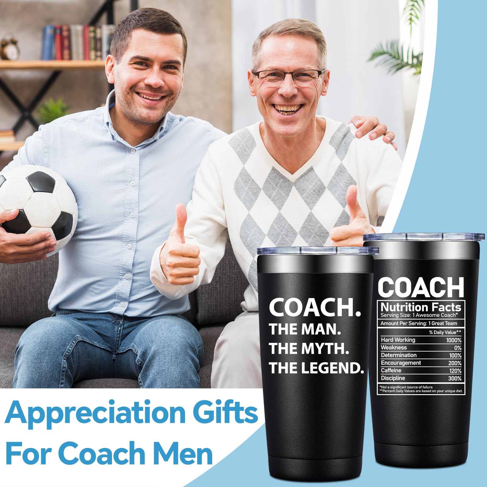 Nitial 6 Regalos Para Entrenadores De Fútbol Set Regalo De Agradecimiento Vaso Térmico De Acero Inoxidable Silbato De Fútbol Con Cordón Calcetines