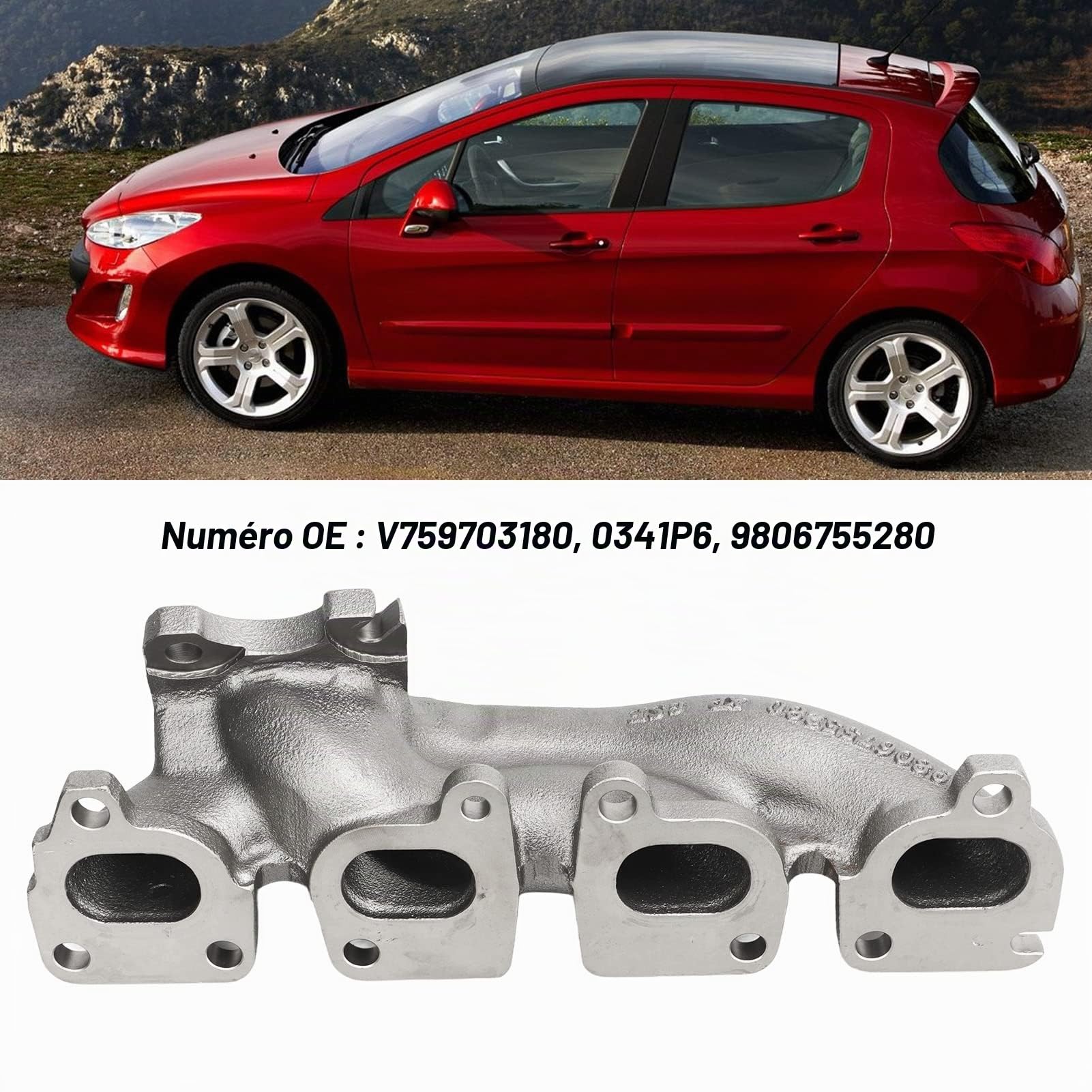 Collecteur D'échappement de Moteur de Remplacement en Métal pour 3008 207 308 SW RCZ