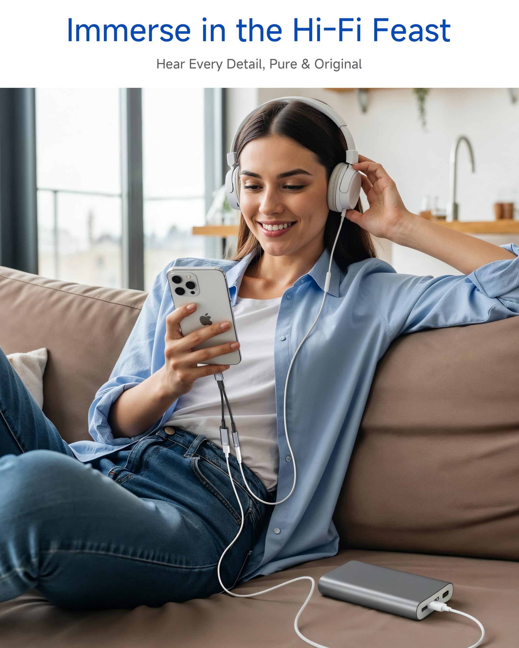 LERTOSEN USB C auf 3,5 mm Kopfhörer- und Ladeadapter, 2-in-1 USB-C-auf-AUX-Audio-Buchse mit PD-Schnelllade-Dongle-Kabel für Phone 16, 15 Pro Max, Samsung Galaxy S25, S24, S23 Pixel Ultra, iPad Pro