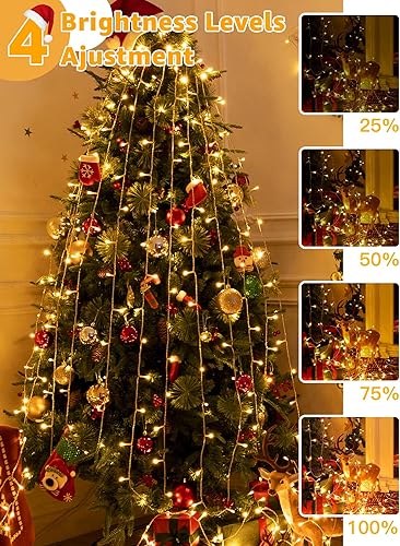 Miniatura 5 de Tira de luces de Navidad de 600 LED de 98 pies, tira de luces impermeables con control remoto y temporizador, 8 modos de luces de Navidad regulables