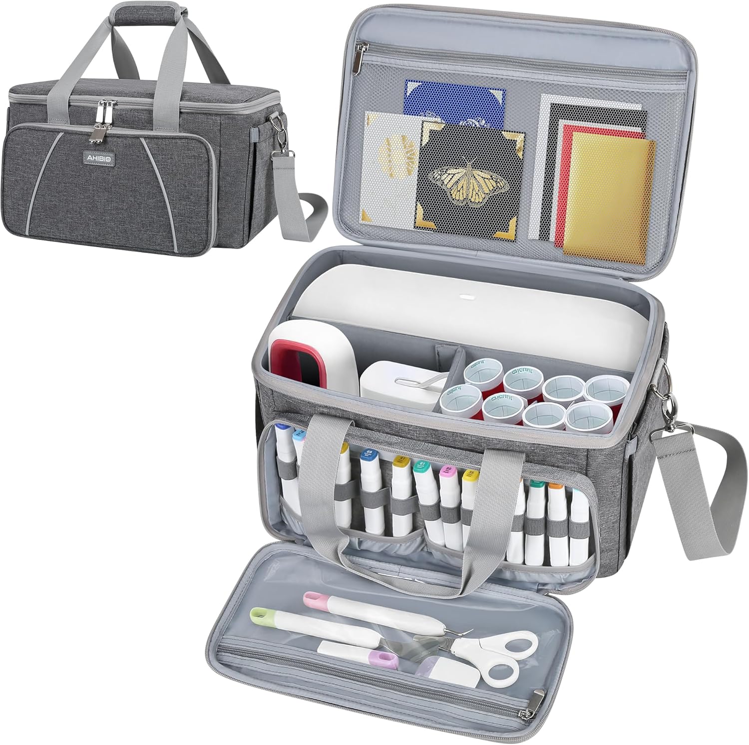 Carrying Case Compatible with Cricut Joy Xtra Smart Cutting Machine, Portable Travel Bag Fit for Cricut Joy Xtra Extra Accessories and Supplies (Bag Only) (Gray)