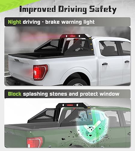 Miniatura 4 de StarONE Barra enrollable ajustable con luces de freno y marcadores laterales ámbar, la barra de rodillo para camión se adapta a camionetas de tamaño