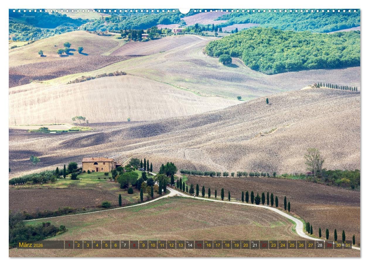 Faszination Toskana (hochwertiger Premium Wandkalender 2026 DIN A2 quer), Kunstdruck in Hochglanz: Landschaften und Architektur aus Italiens zauberhafter Toskanaregion (CALVENDO Orte)