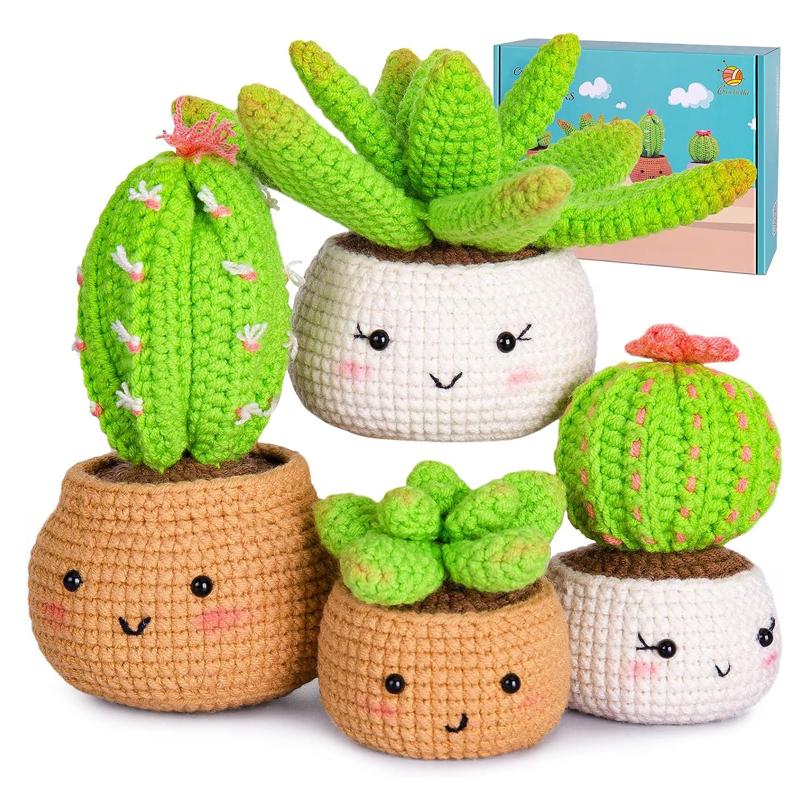 Crochet Starter Kit,U-HOOME Crochet Kit for Beginners, Beginner Knitting Kit for Adults and Kids with Crochet Hooks, Polyester Fiber, Stitch Markers and Instructions,DIY Knitting Supplies (option 2)