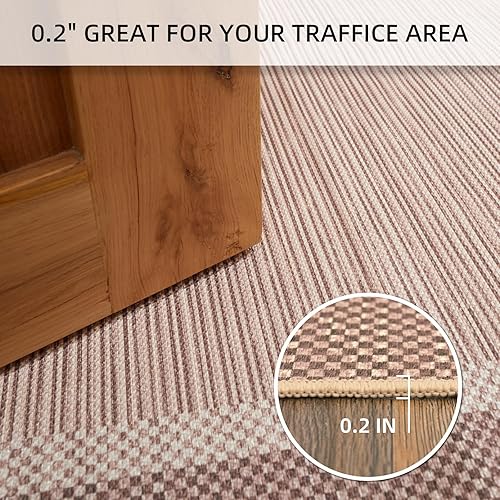 Miniatura 8 de ILANGO Alfombras de yute para sala de estar, alfombras tejidas lavables de 5 x 7 pies para interiores, alfombras naturales de granja para zonas de