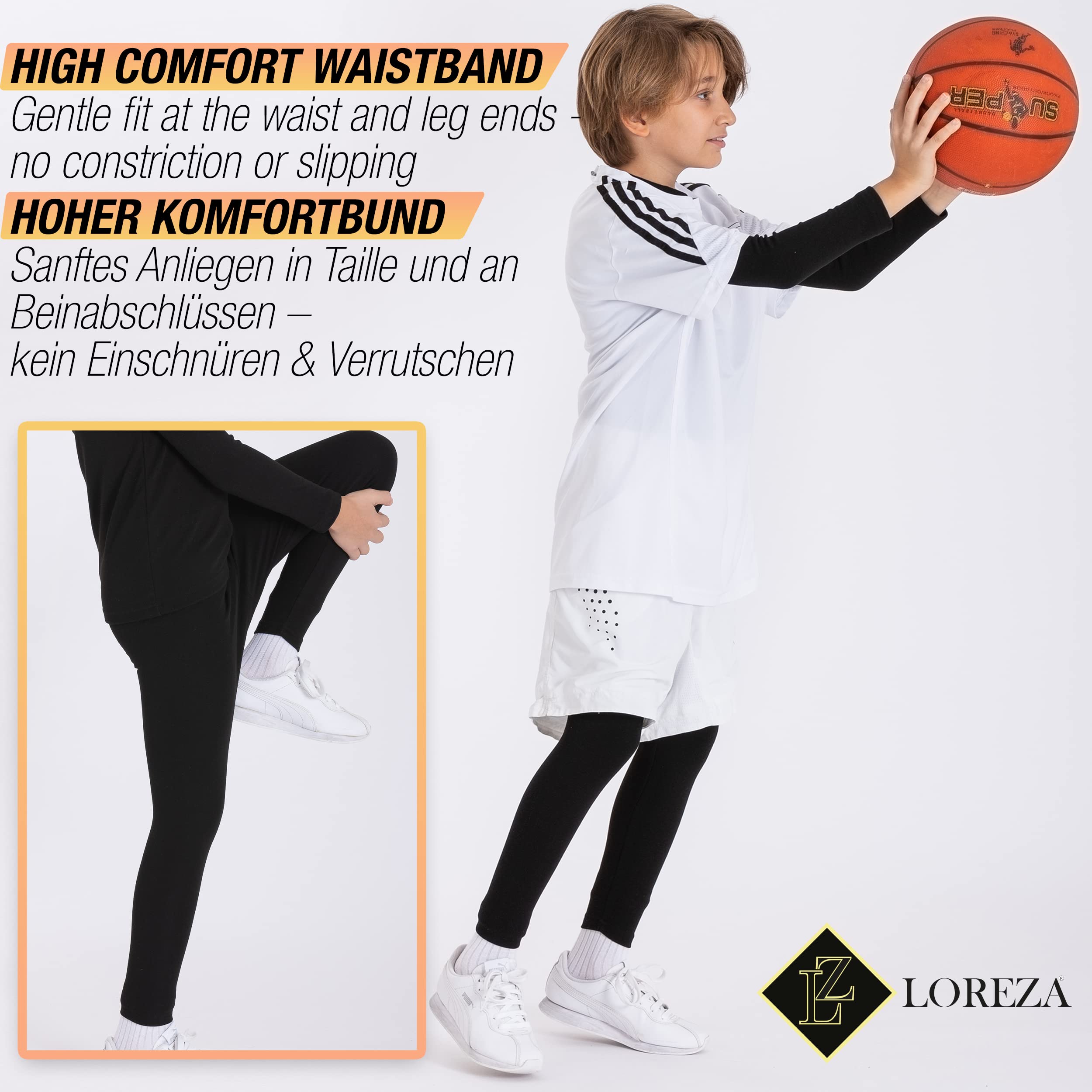LOREZA® 2 Enfants Garçons Filles Thermique Legging sous-vêtements avec Polaire Chaud uni