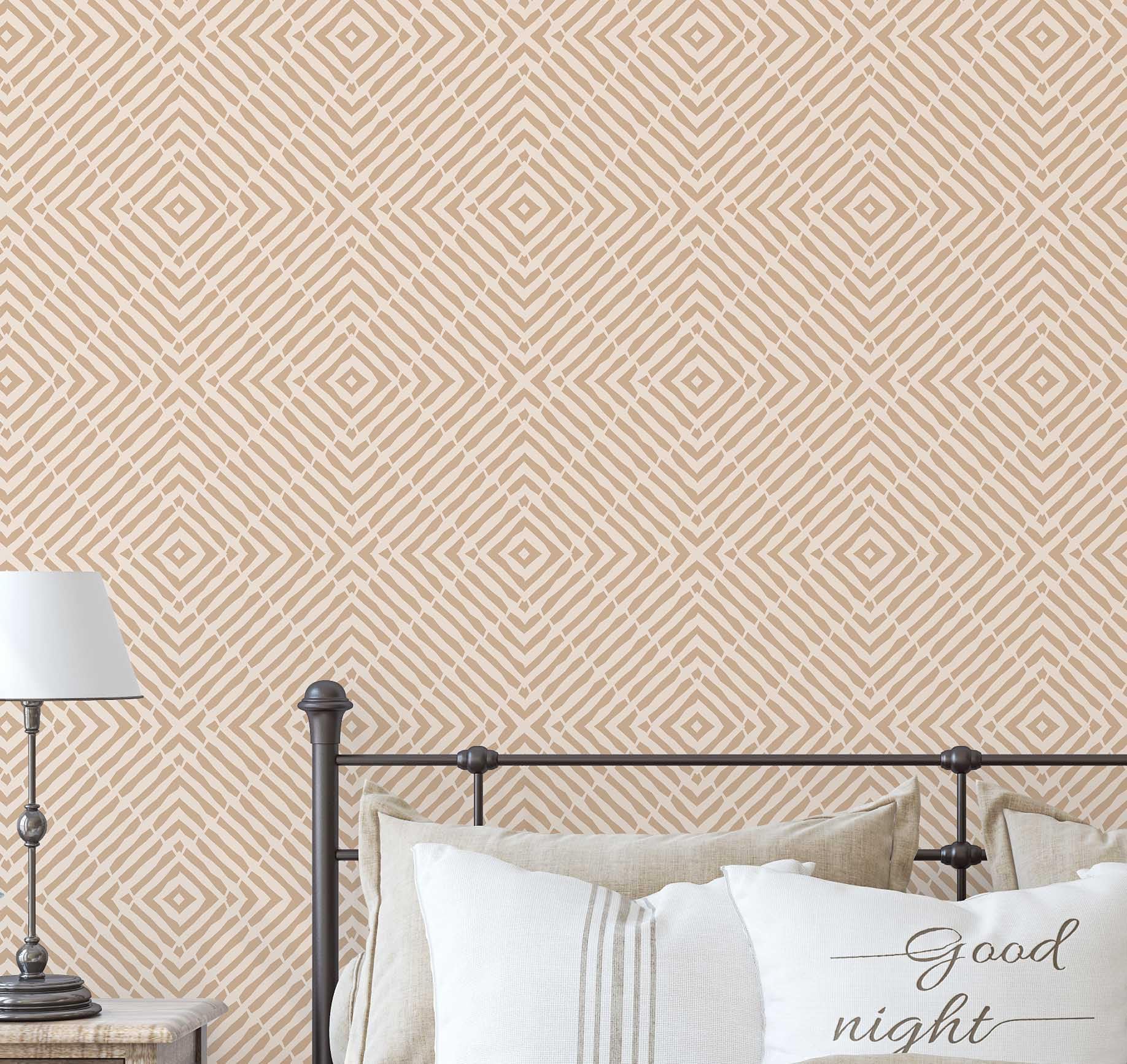 Papier peint autocollant géométrique beige en vinyle amovible pour mur d'entrée 25x120