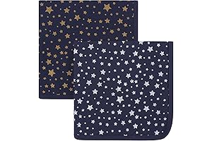 Hudson Baby Unisex Baby Quilted Starry Swaddle Blankets - 2 Pack